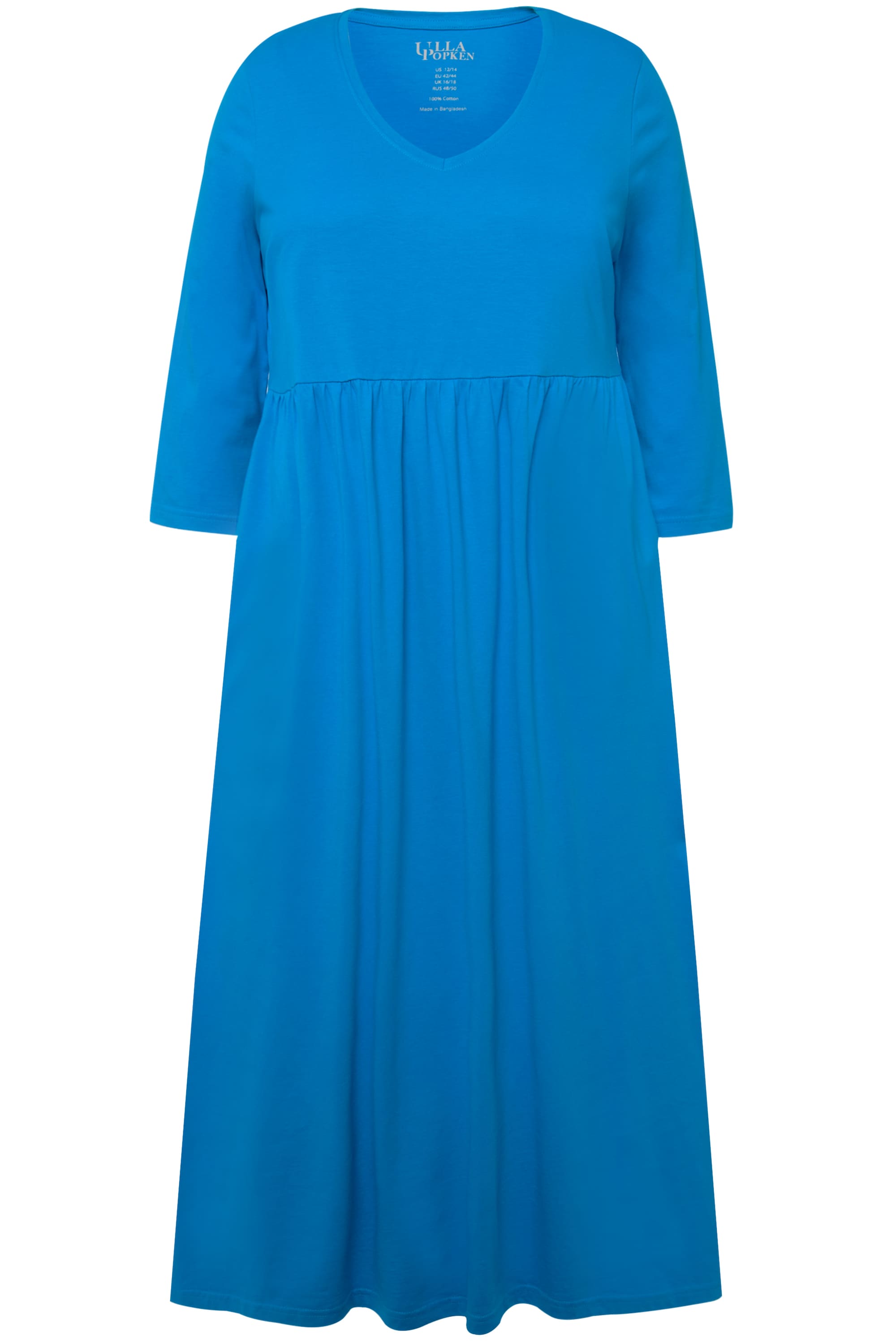 Ulla Popken Damen große Größen Jerseykleid Empirenaht V Ausschnitt 3 4 Arm