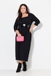 Jerseykleid, A-Linie, Carré-Ausschnitt, 3/4-Arm