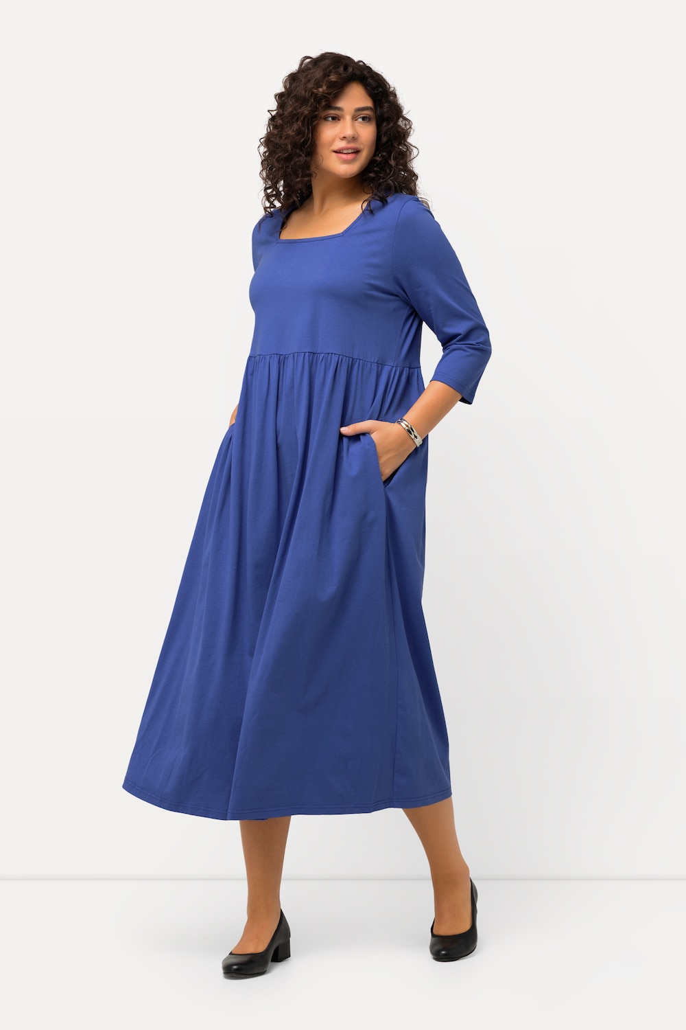 Grote Maten Jersey jurk, Dames, blauw, Maat: 66/68, Katoen, Ulla Popken