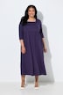 Robe évasée en jersey, encolure carré et manches 3/4