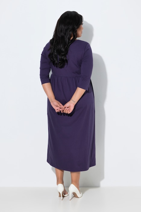 Robe évasée en jersey, encolure carré et manches 3/4