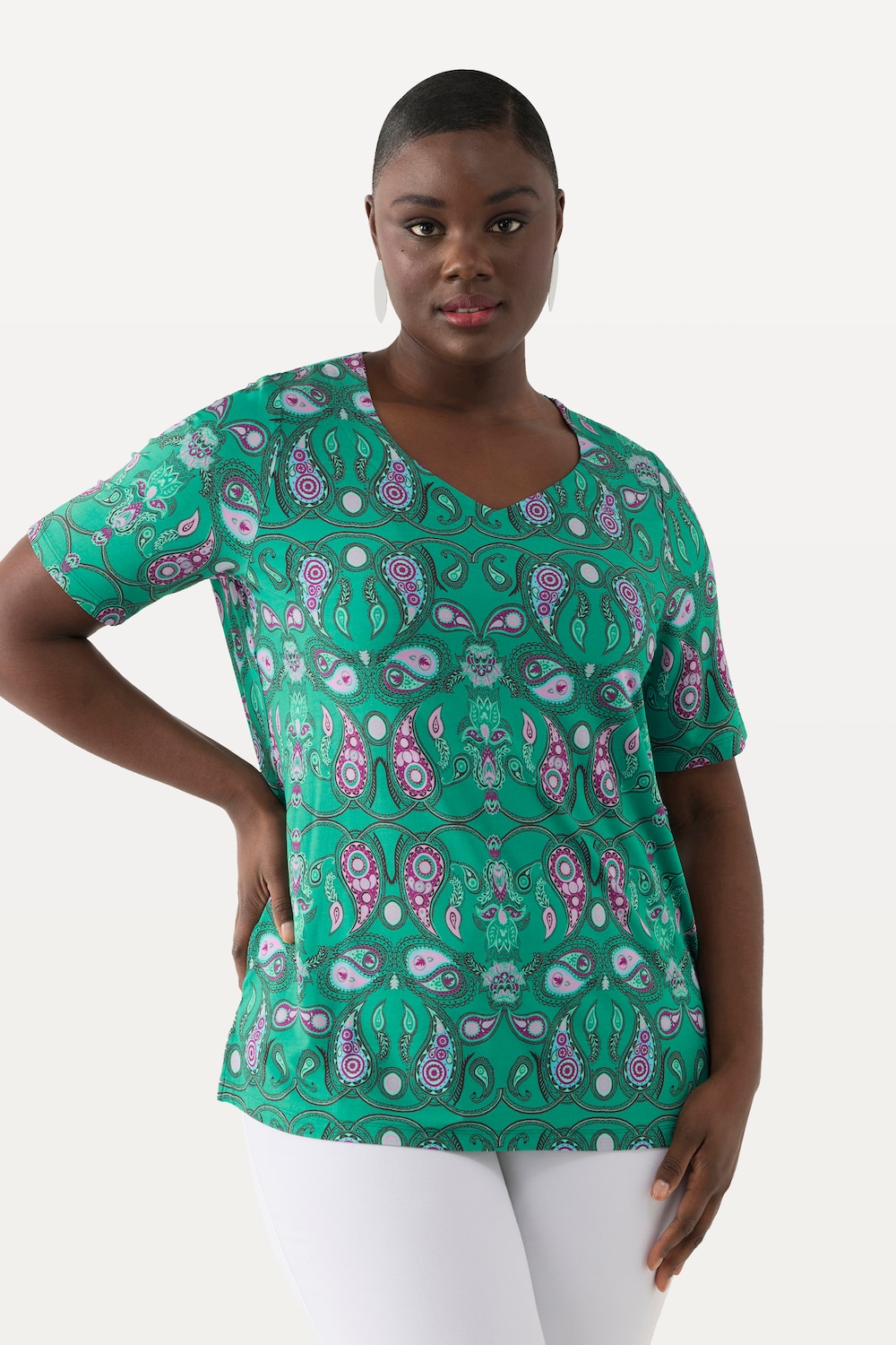 Grote Maten Slinky shirt, Dames, groen, Maat: 46/48, Viscose, Ulla Popken