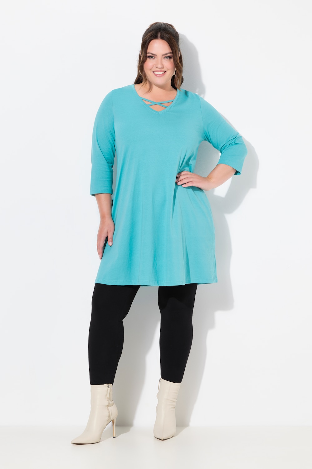 Große Größen Longshirt, Damen, türkis, Größe: 58/60, Baumwolle, Ulla Popken