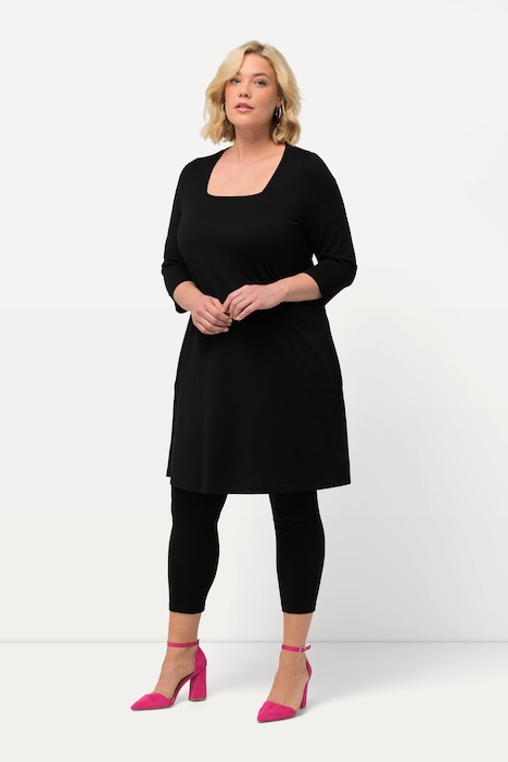 Longshirt, A-Linie, Carré-Ausschnitt, 3/4-Arm