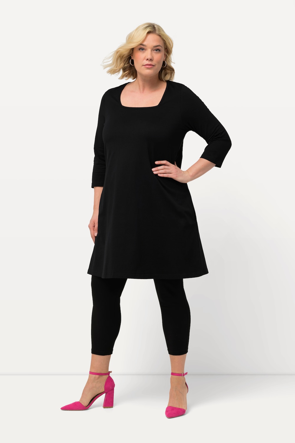 Große Größen Longshirt, Damen, schwarz, Größe: 66/68, Baumwolle, Ulla Popken