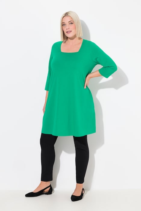 Longshirt, A-Linie, Carree-Ausschnitt, 3/4-Arm