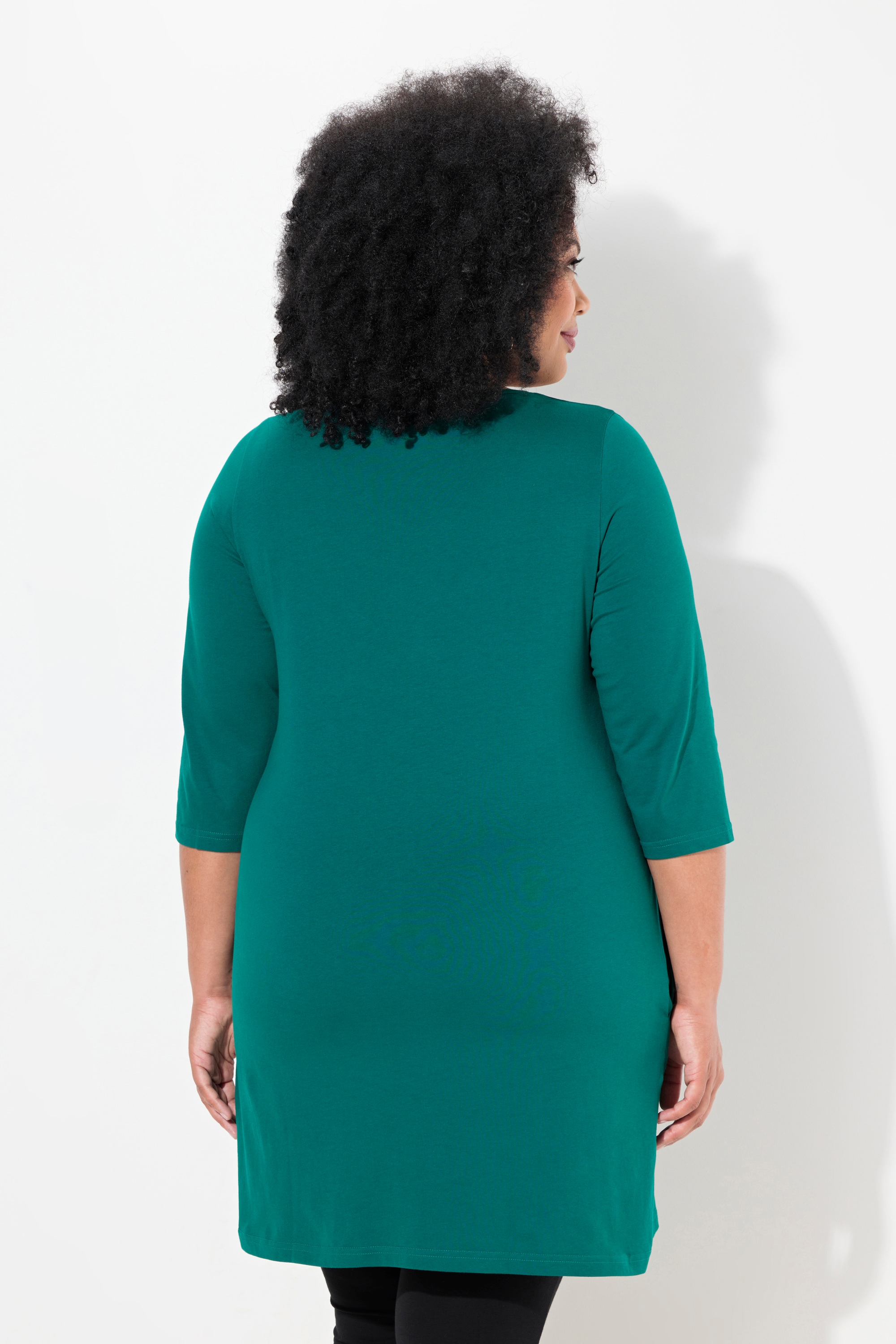 Ulla Popken Damen große Größen Longshirt A Linie Carré Ausschnitt 3 4 Arm 825970