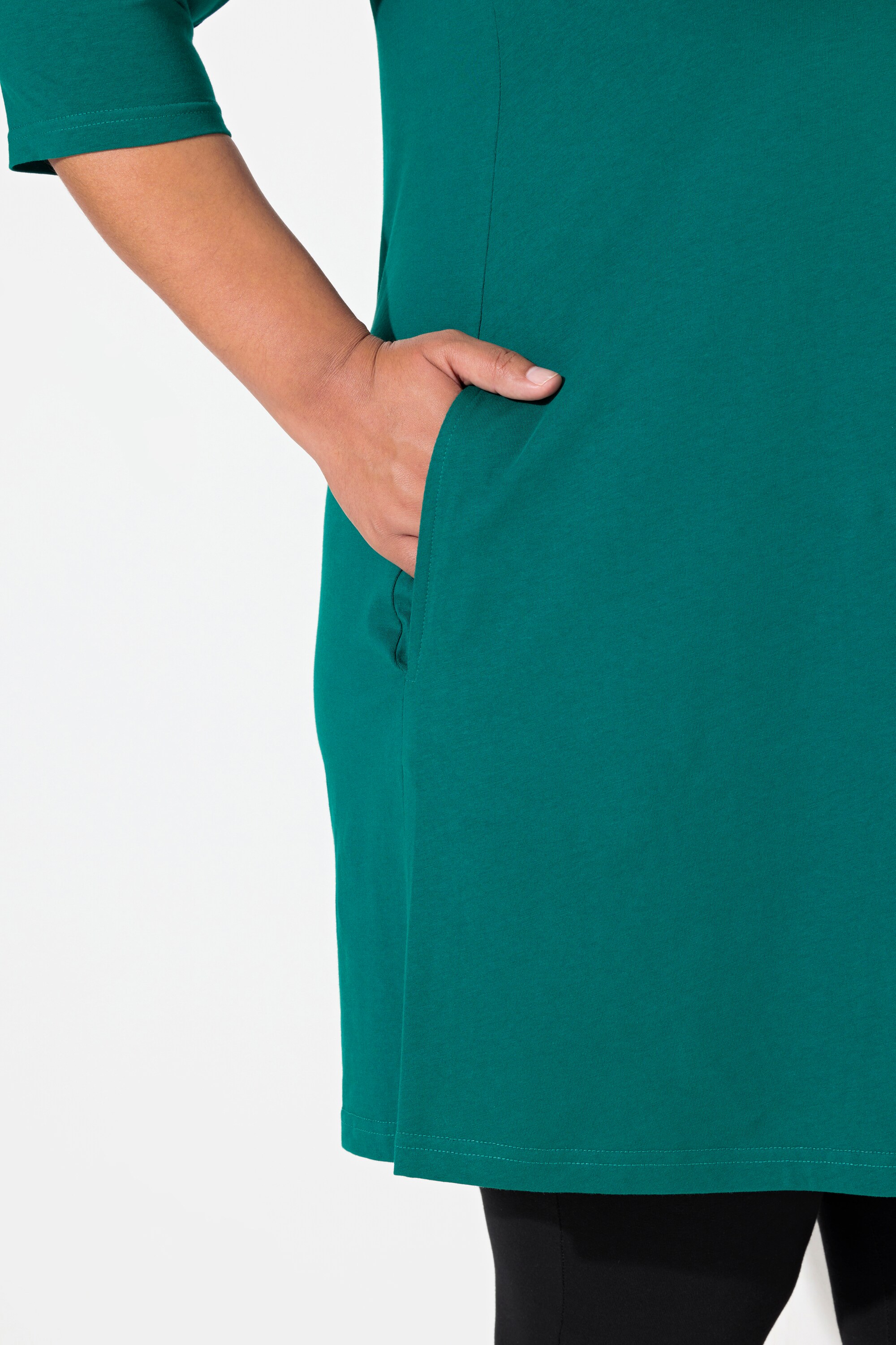 Ulla Popken Damen große Größen Longshirt A Linie Carré Ausschnitt 3 4 Arm 825970