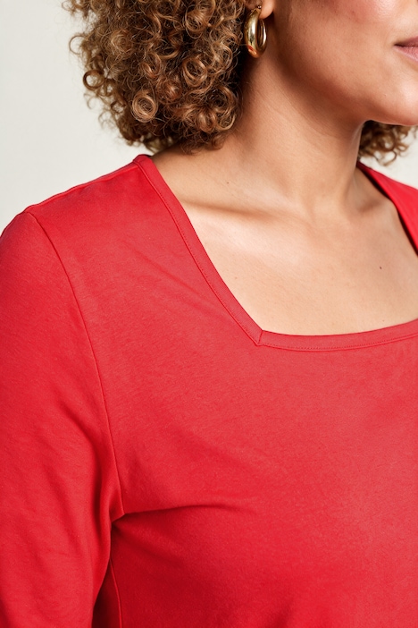 Longshirt, A-Linie, Carré-Ausschnitt, 3/4-Arm