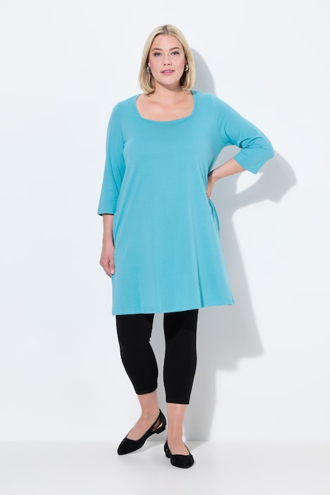 Longshirt, A-Linie, Carré-Ausschnitt, 3/4-Arm