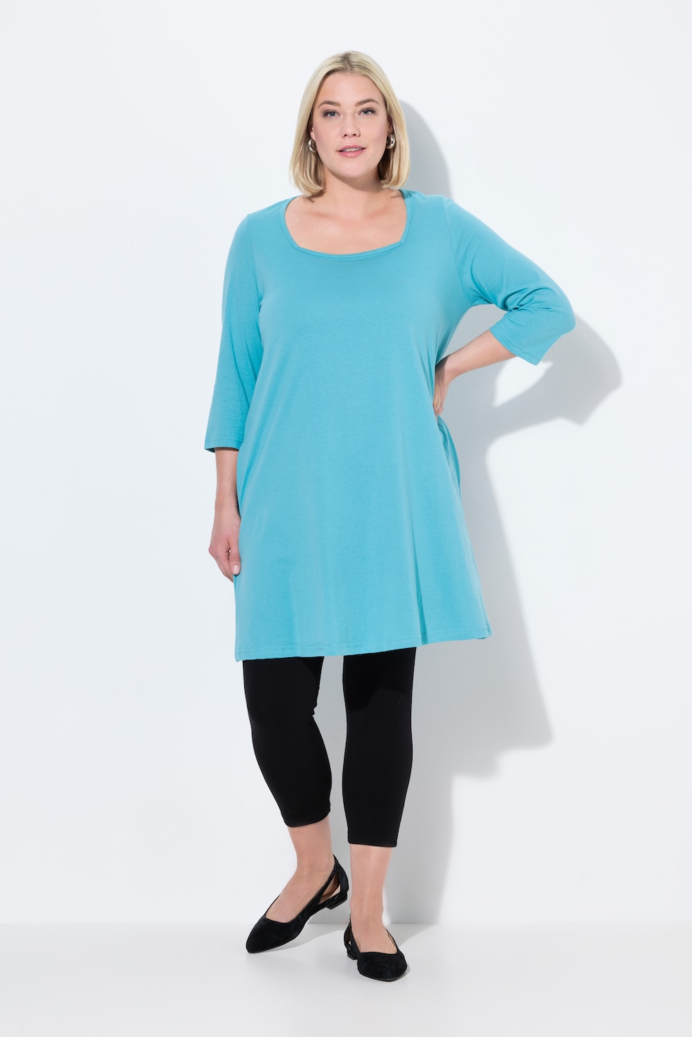 Große Größen Longshirt, Damen, türkis, Größe: 58/60, Baumwolle, Ulla Popken