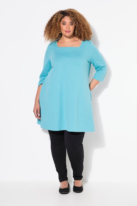 Square Neckline Knit Swing A-line Pocket Tunic