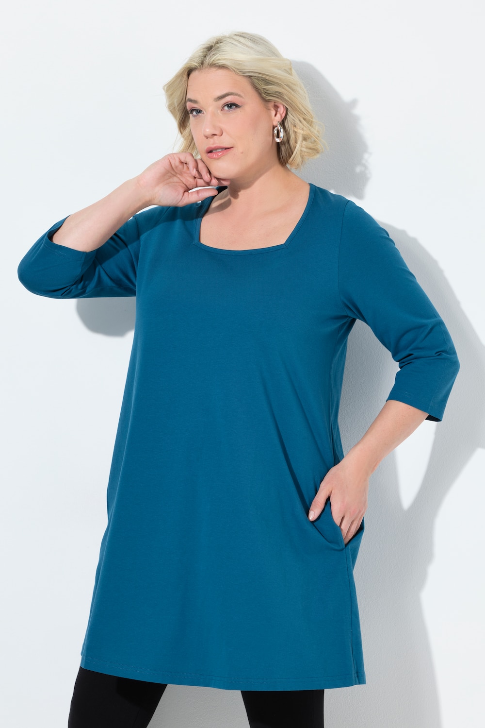 Longshirt, A-Linie, Carré-Ausschnitt, 3/4-Arm