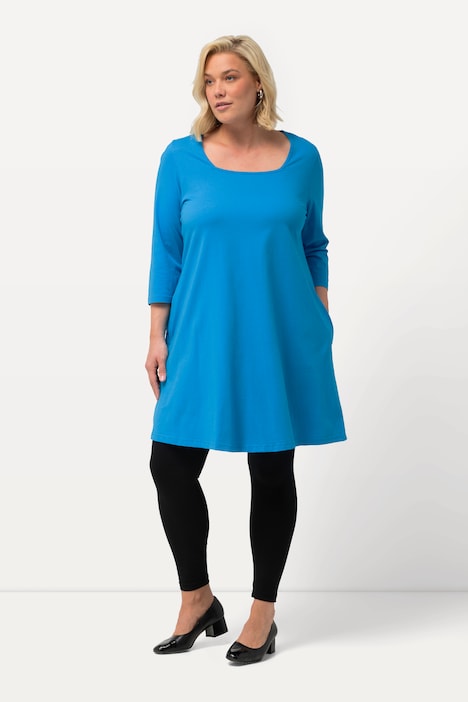 Square Neckline Knit Swing A-line Pocket Tunic