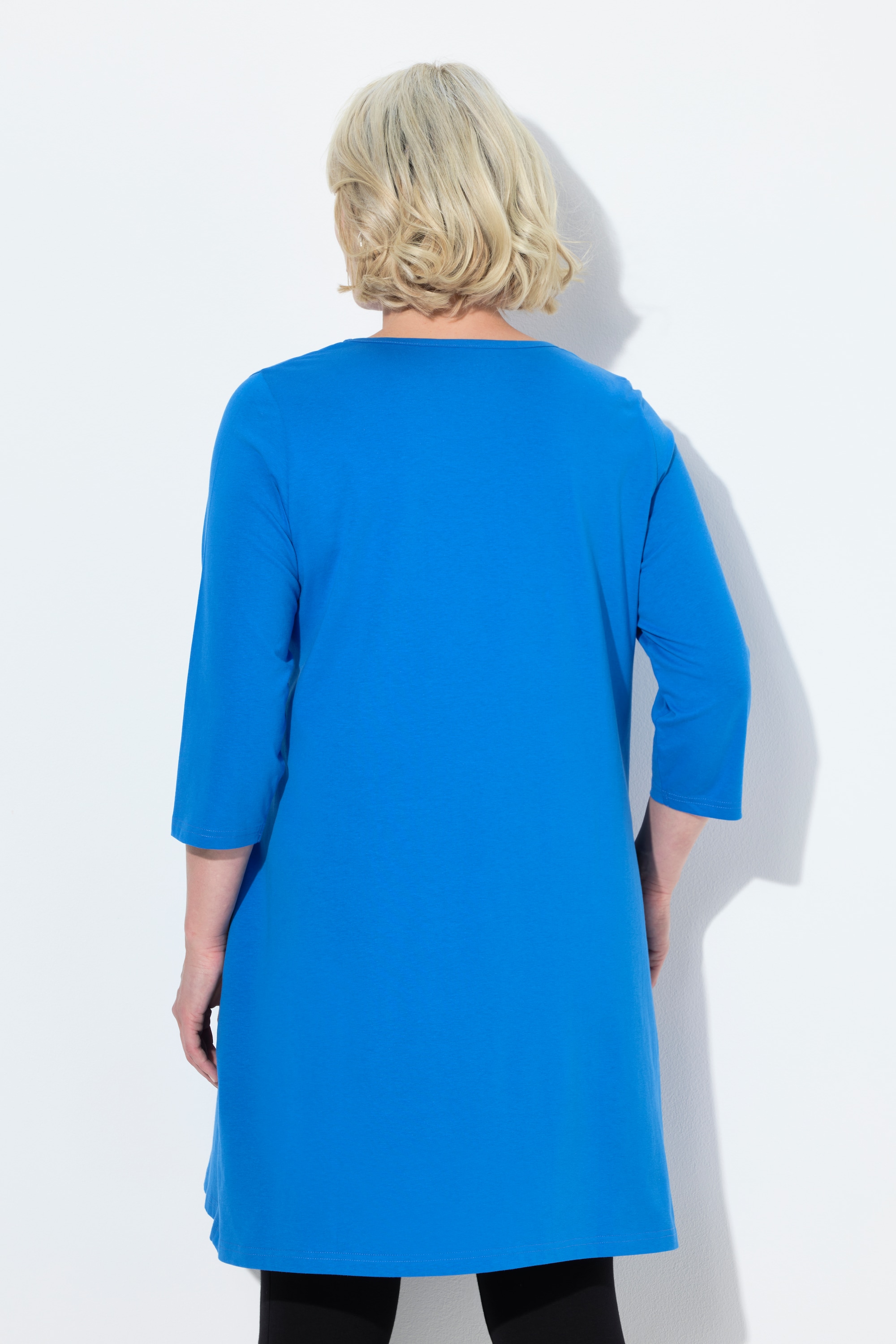 Ulla Popken Damen große Größen Longshirt A Linie Carré Ausschnitt 3 4 Arm 825970