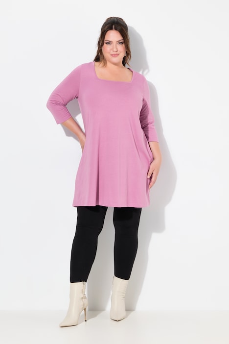 Longshirt, A-Linie, Carree-Ausschnitt, 3/4-Arm