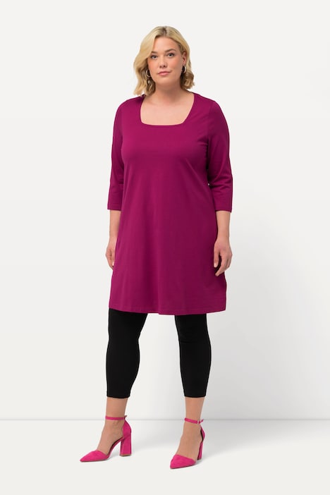 Square Neckline Knit Swing A-line Pocket Tunic