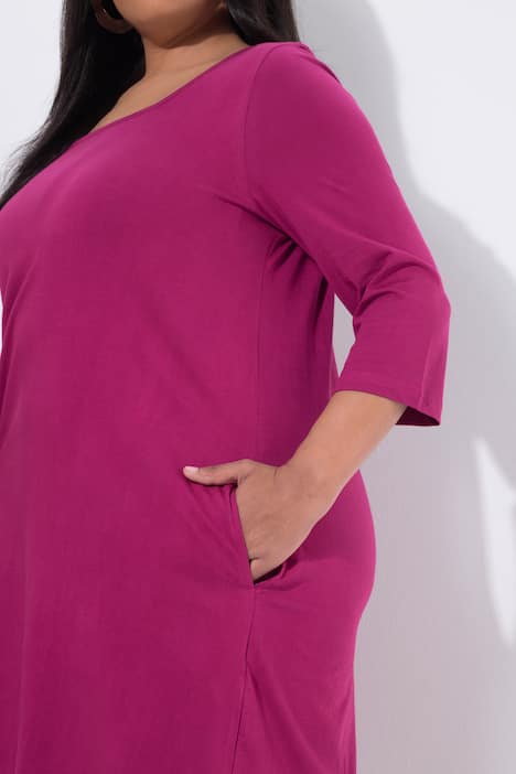 Longshirt, A-Linie, Carré-Ausschnitt, 3/4-Arm