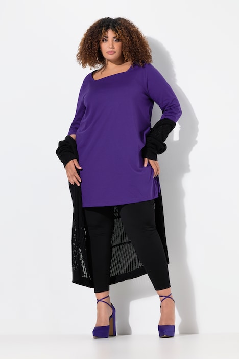 Square Neckline Knit Swing A-line Pocket Tunic