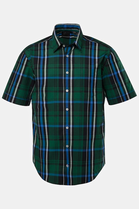 Chemise à manches courtes. Imprimé à carreaux et col Kent. Coupe Modern -Fit. Jusqu'au 8XL.