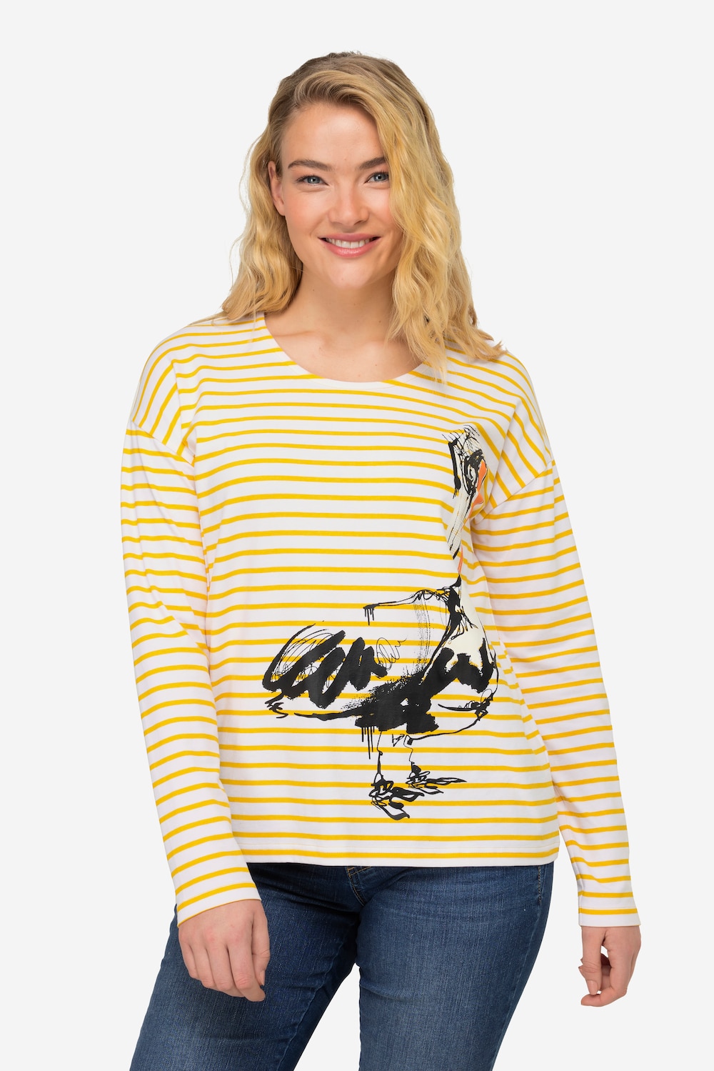 Große Größen Ringel-Shirt, Damen, orange, Größe: L, Baumwolle, LAURASON