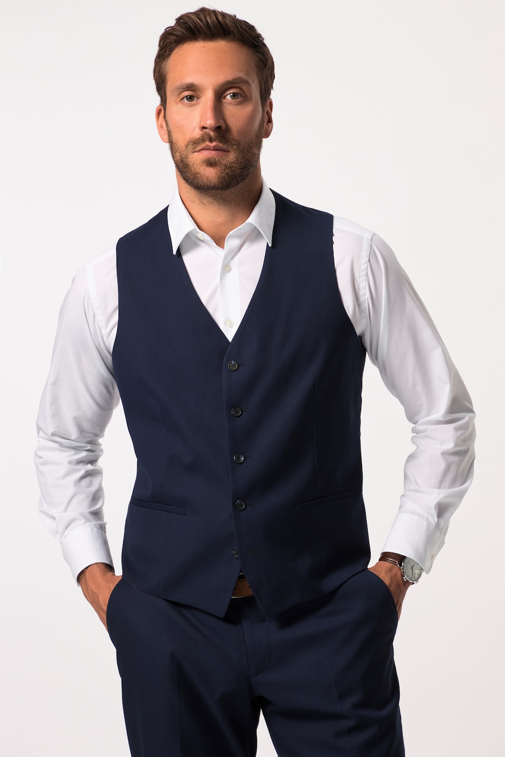 Stora storlekar Businessväst, Her, blå, storlek: 62, Polyester/Bomull, JP1880