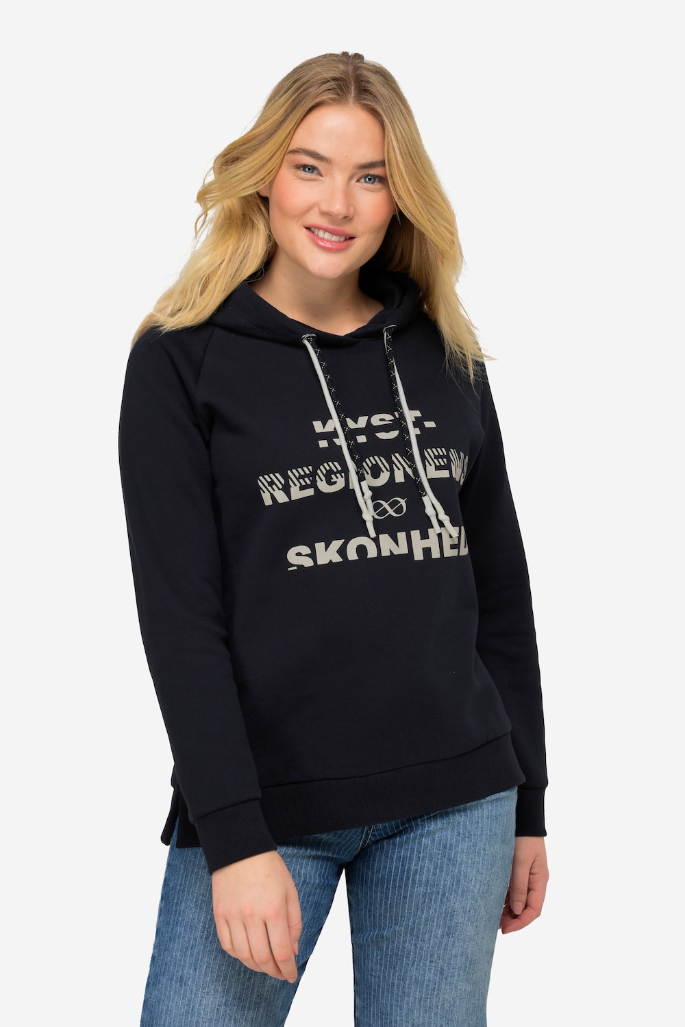 Große Größen Hoodie, Damen, blau, Größe: L, Baumwolle/Polyester, LAURASON