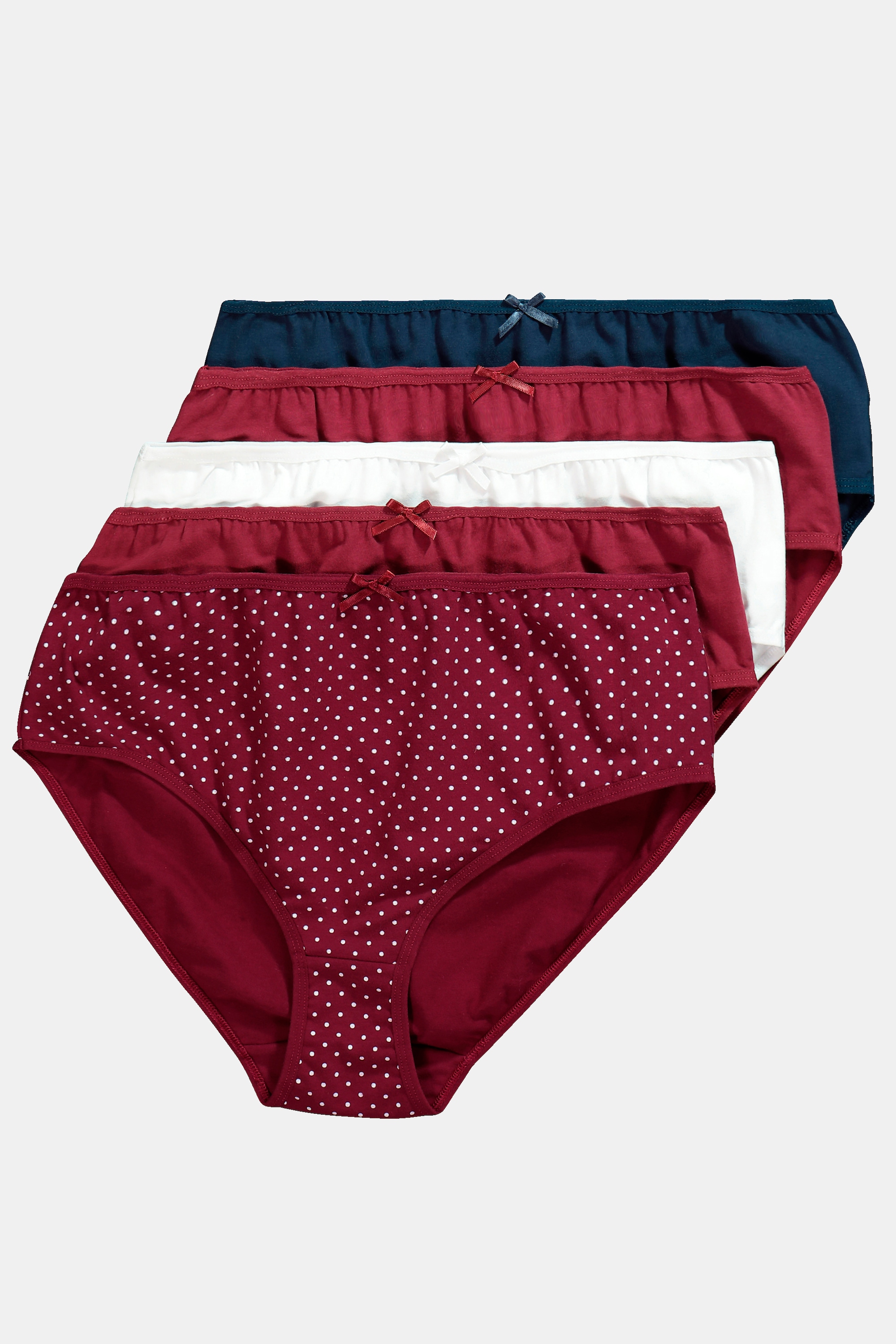 Ulla Popken Damen große Größen Midislips 5er Pack Punkte einfarbig 825984