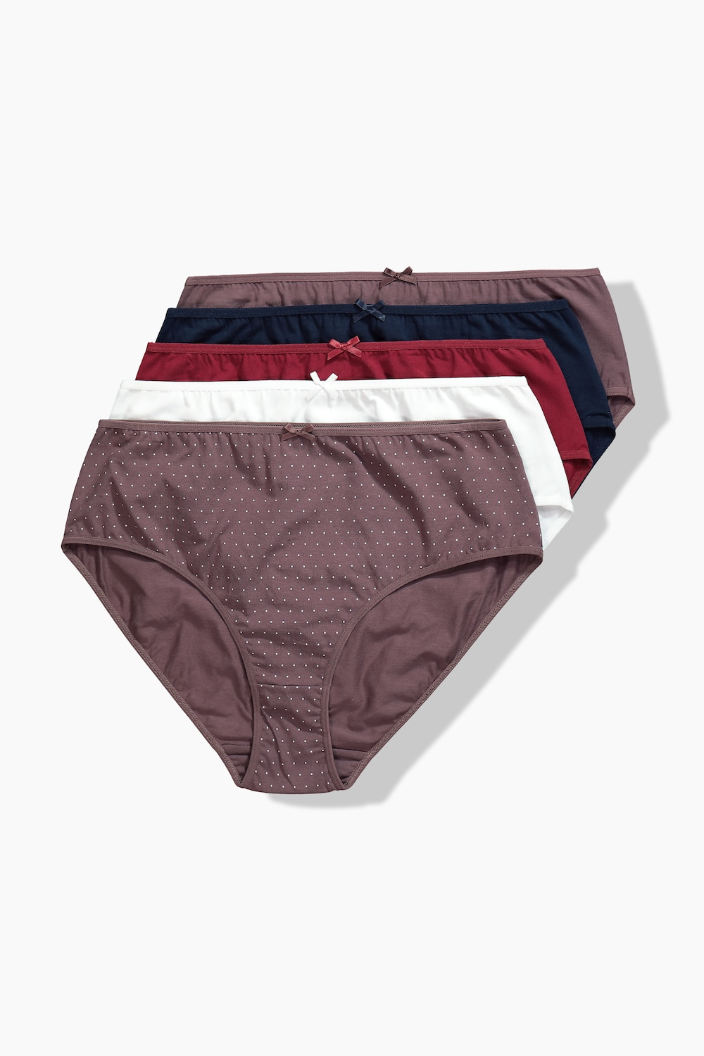 Midislips, 5er-Pack, Punkte/einfarbig
