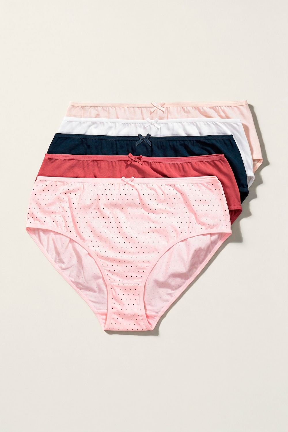 Midislips, 5er-Pack, Punkte/einfarbig