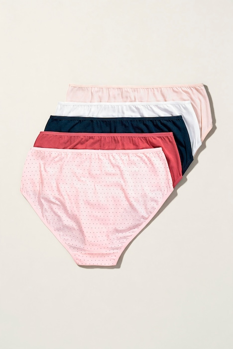 Midislips, 5er-Pack, Punkte/einfarbig