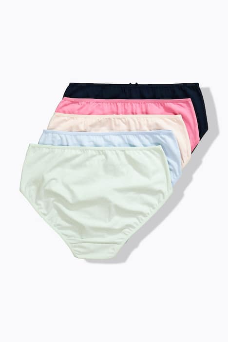 Midislips, 5er-Pack, Punkte/einfarbig