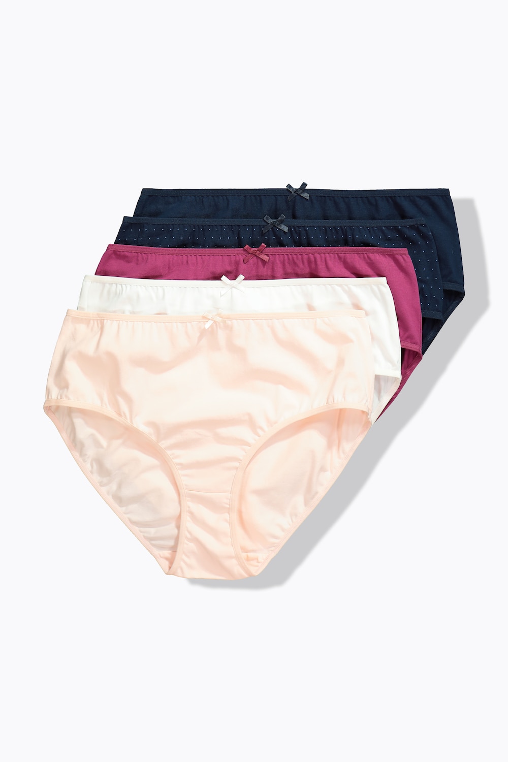 Midislips, 5er-Pack, Punkte/einfarbig