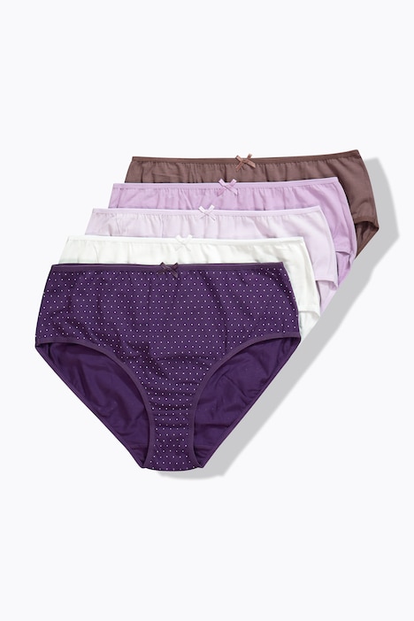 Midislips, 5er-Pack, Punkte/einfarbig