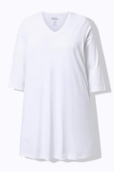 Longshirt, A-Linie, V-Ausschnitt, 3/4-Arm