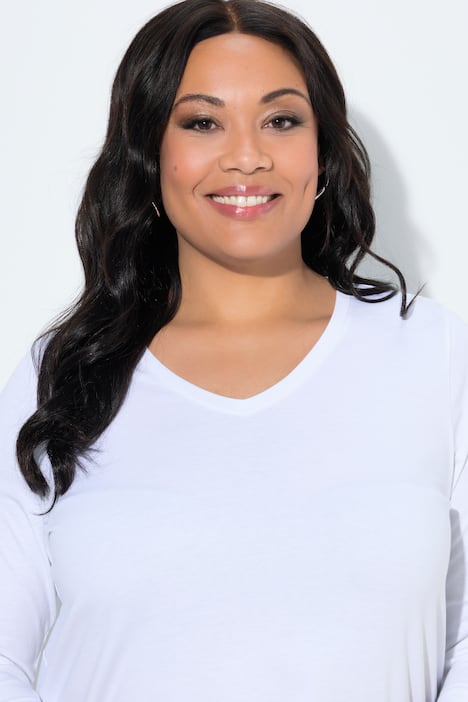 Longshirt, A-lijn, V-hals, 3/4-mouwen