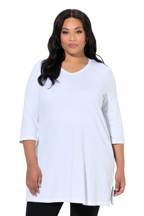 Dlouhé tričko, A střih, výstřih do V, 3/4 rukváy