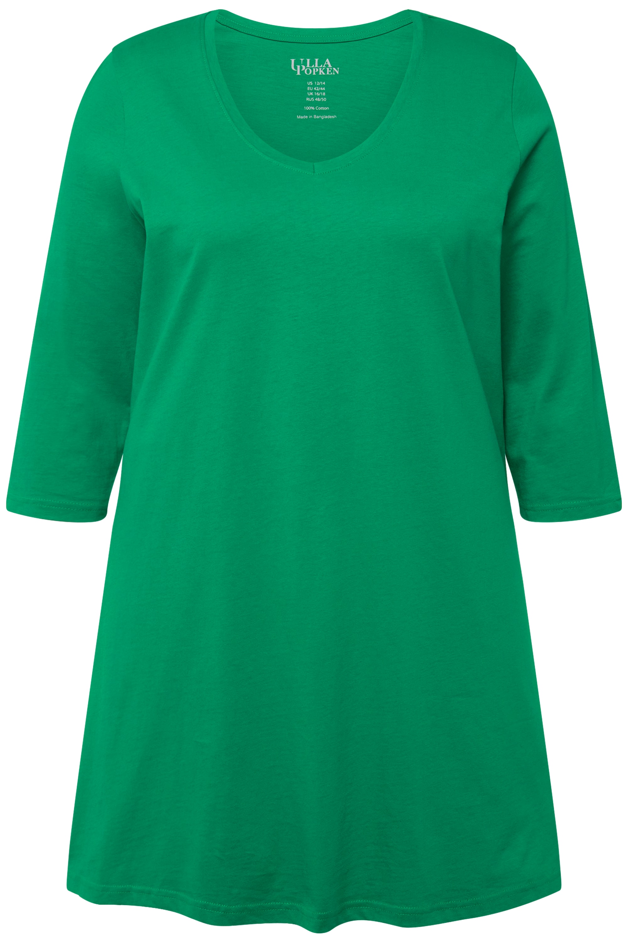 Ulla Popken Damen große Größen Longshirt A Linie V Ausschnitt 3 4 Arm 825989
