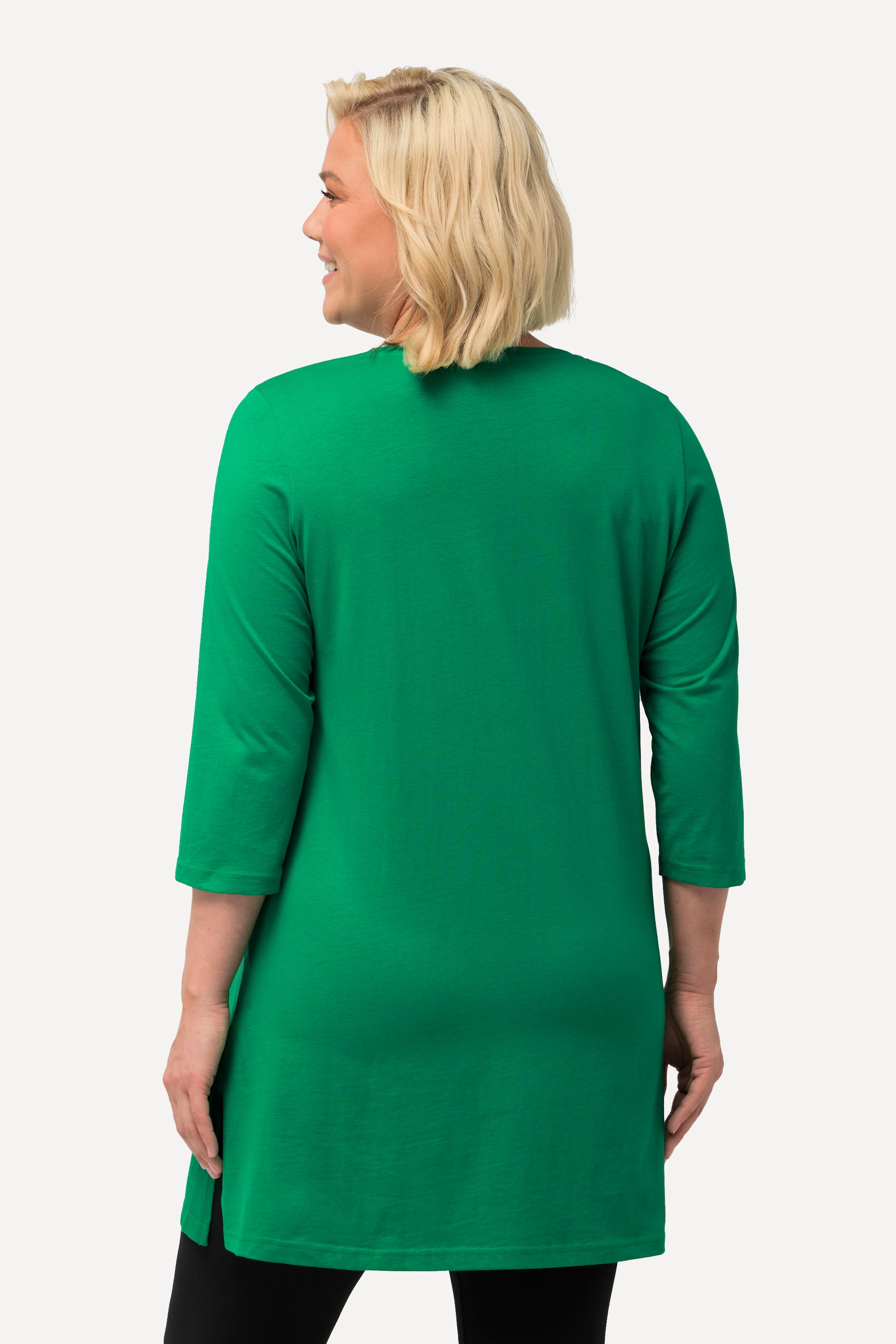 Ulla Popken Damen große Größen Longshirt A Linie V Ausschnitt 3 4 Arm 825989