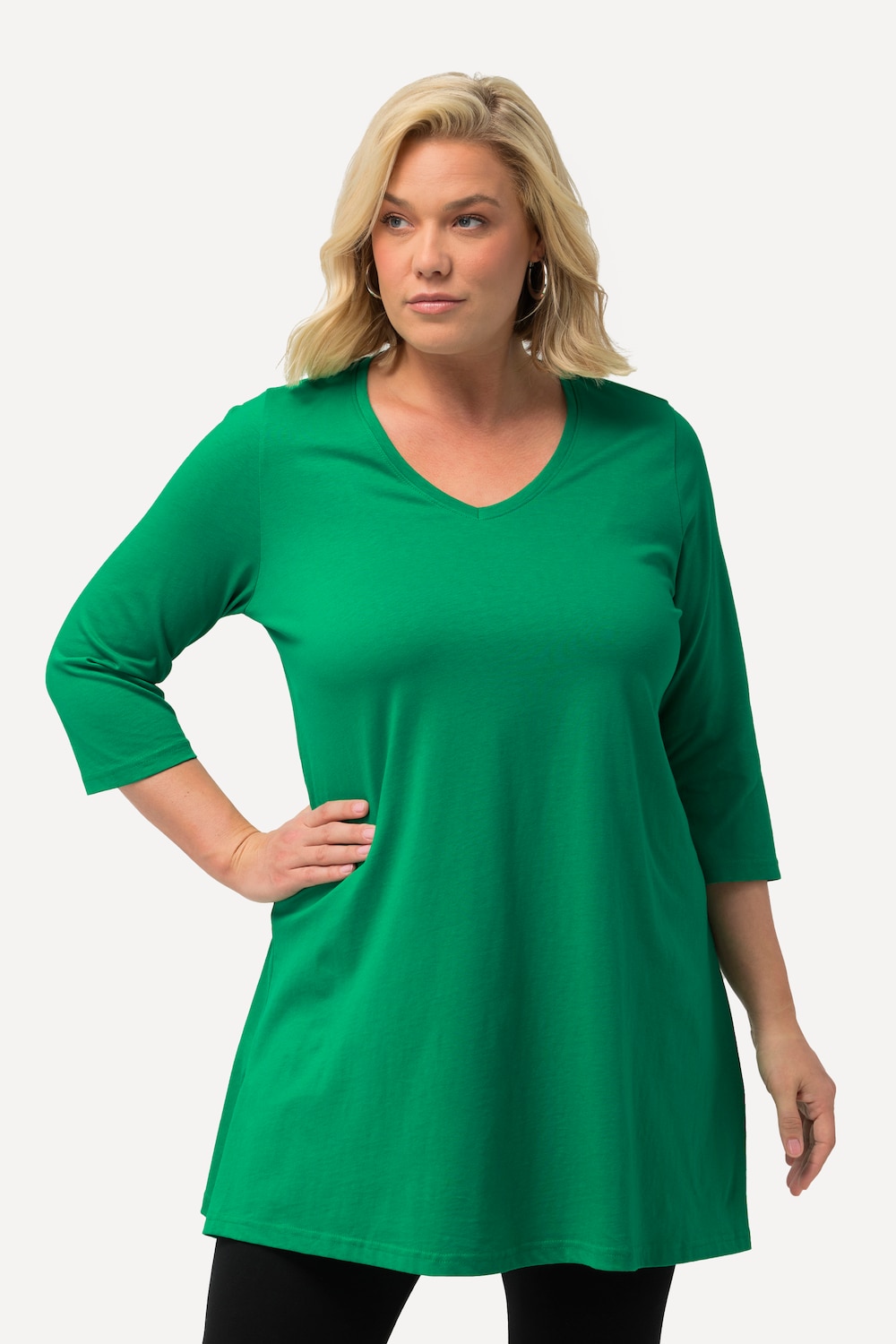 Grote Maten Longshirt, Dames, groen, Maat: 54/56, Katoen, Ulla Popken