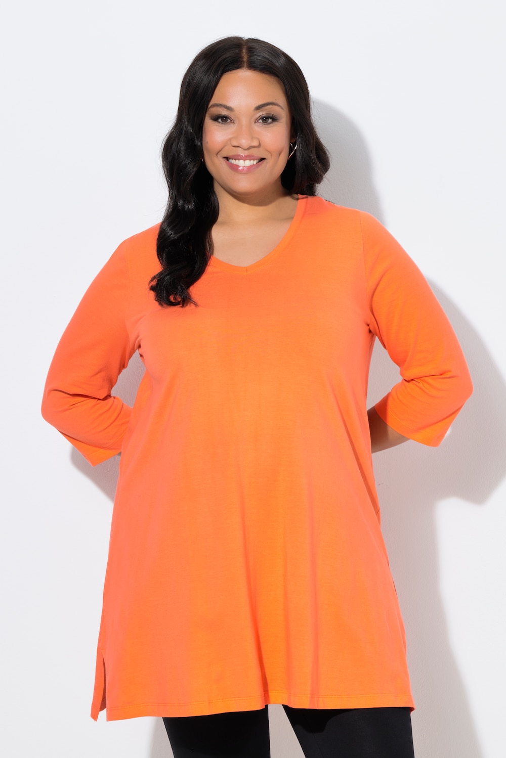 Große Größen Longshirt, Damen, orange, Größe: 54/56, Baumwolle, Ulla Popken