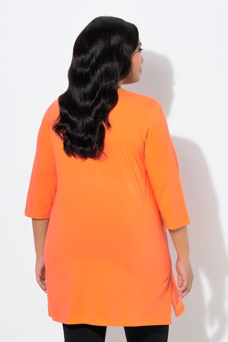 Longshirt, A-lijn, V-hals, 3/4-mouwen