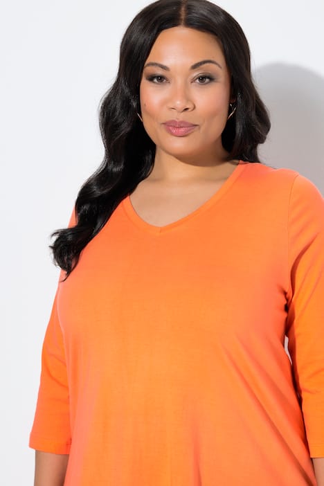 Longshirt, A-lijn, V-hals, 3/4-mouwen