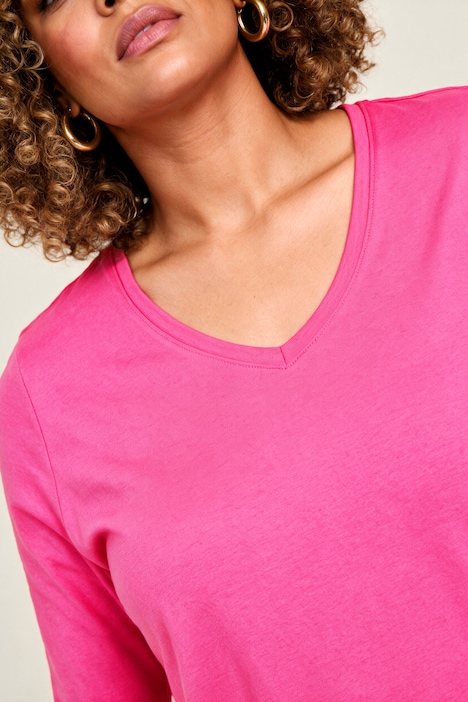 Longshirt, A-lijn, V-hals, 3/4-mouwen