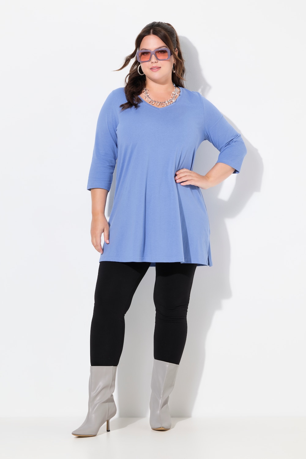 Große Größen Longshirt, Damen, blau, Größe: 42/44, Baumwolle, Ulla Popken