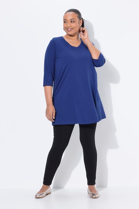Longshirt, A-Linie, V-Ausschnitt, 3/4-Arm