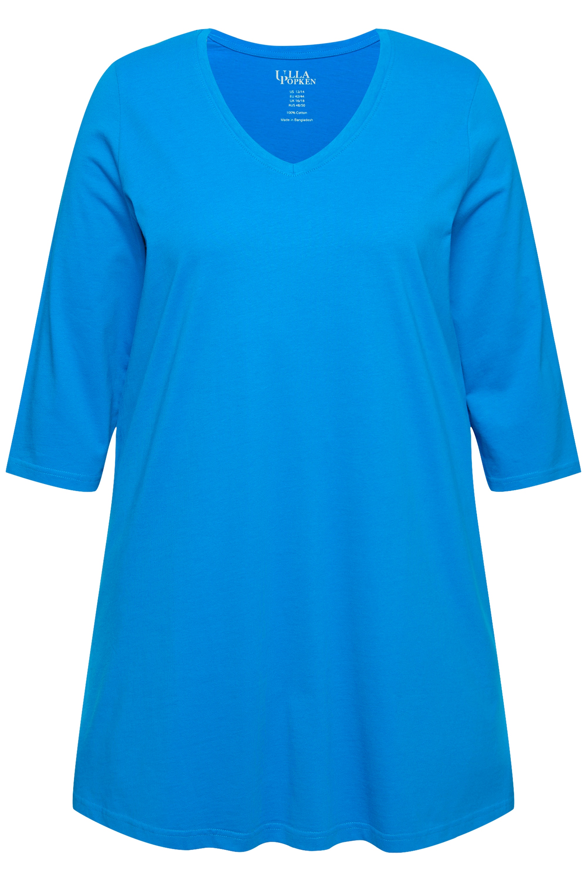 Ulla Popken Damen große Größen Longshirt A Linie V Ausschnitt 3 4 Arm 825989