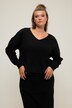 Pullover, Boxy Shape, Saum-Schlitze, V-Ausschnitt, Langarm