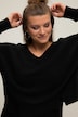 Pullover, Boxy Shape, Saum-Schlitze, V-Ausschnitt, Langarm