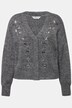 Strickjacke, Boxy Shape, Ziersteinchen, V-Ausschnitt, Langarm
